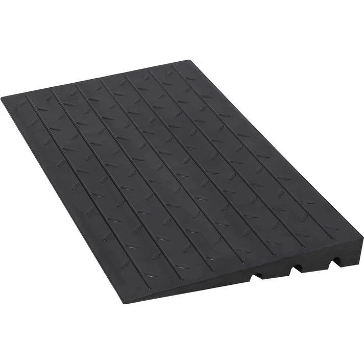 Garvee Rampa de Umbral de Caucho de 10 cm con 3 Canales para Cables, Antideslizante, Capacidad de 1134 kg, 61 x 107 cm