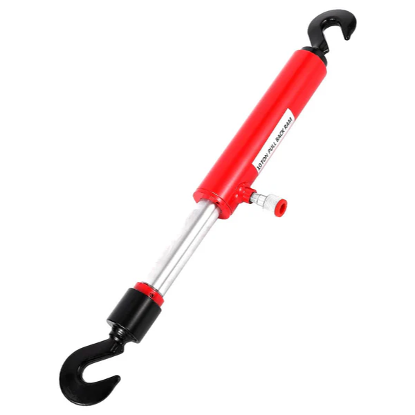 Garvee Cilindro Hidráulico de Retroceso de 10 Toneladas Pistón de Tracción con Ganchos Giratorios de 360 Grados de Acero al Carbono para Reparación de Carrocería y Chasis Negro