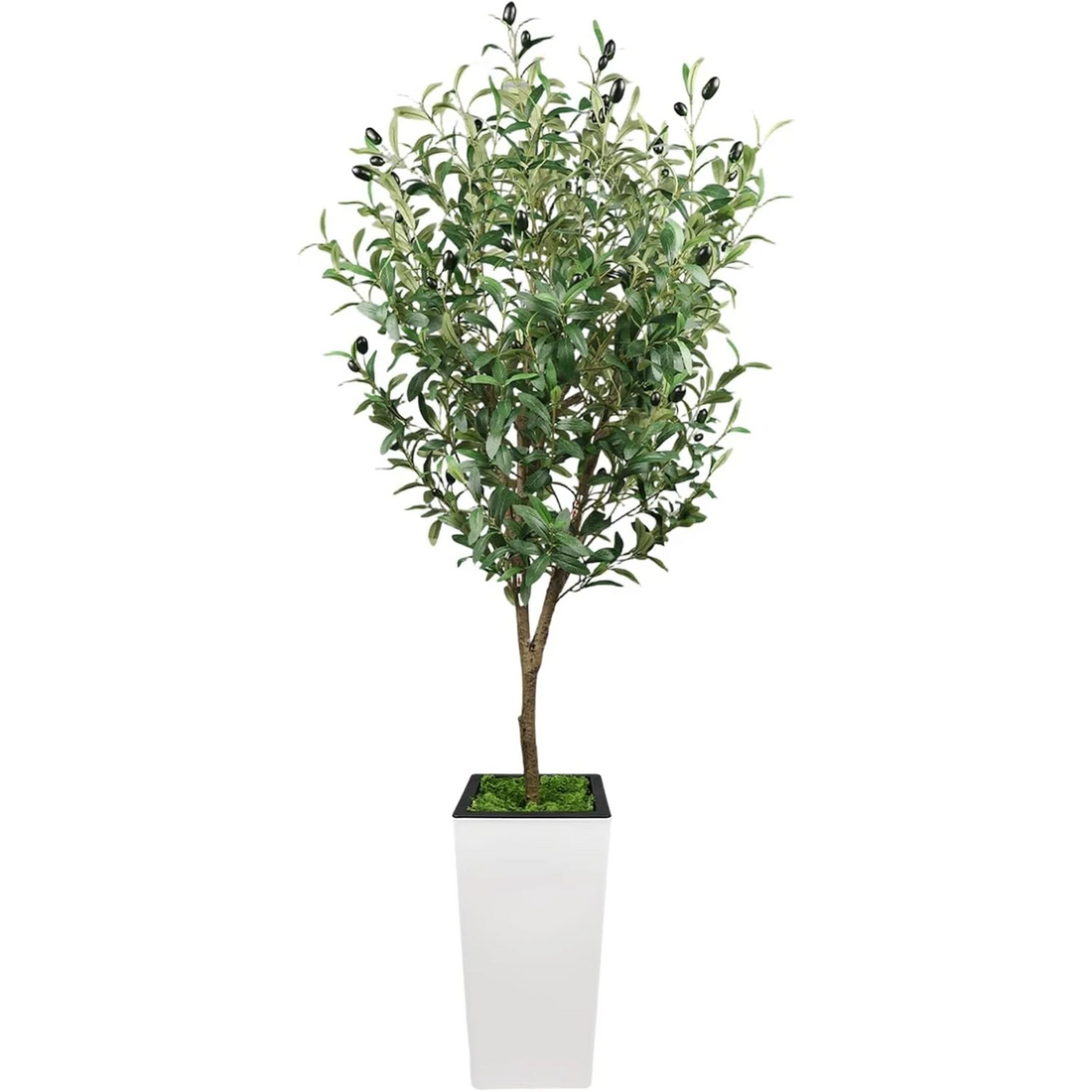 Garvee Árbol de Olivo Artificial de 150 cm en Maceta Blanca Alta, Ramas Ajustables de PVC y Hojas de Seda Realistas, Sin Mantenimiento para Decoración de Hogar y Oficina, Verde Natural