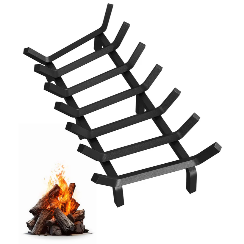 Garvee Rejilla para Chimenea de 61 cm de Acero Sólido con 6 Patas y 7 Barras, Soporte Resistente al Calor para Leña en Interior y Exterior, Negro