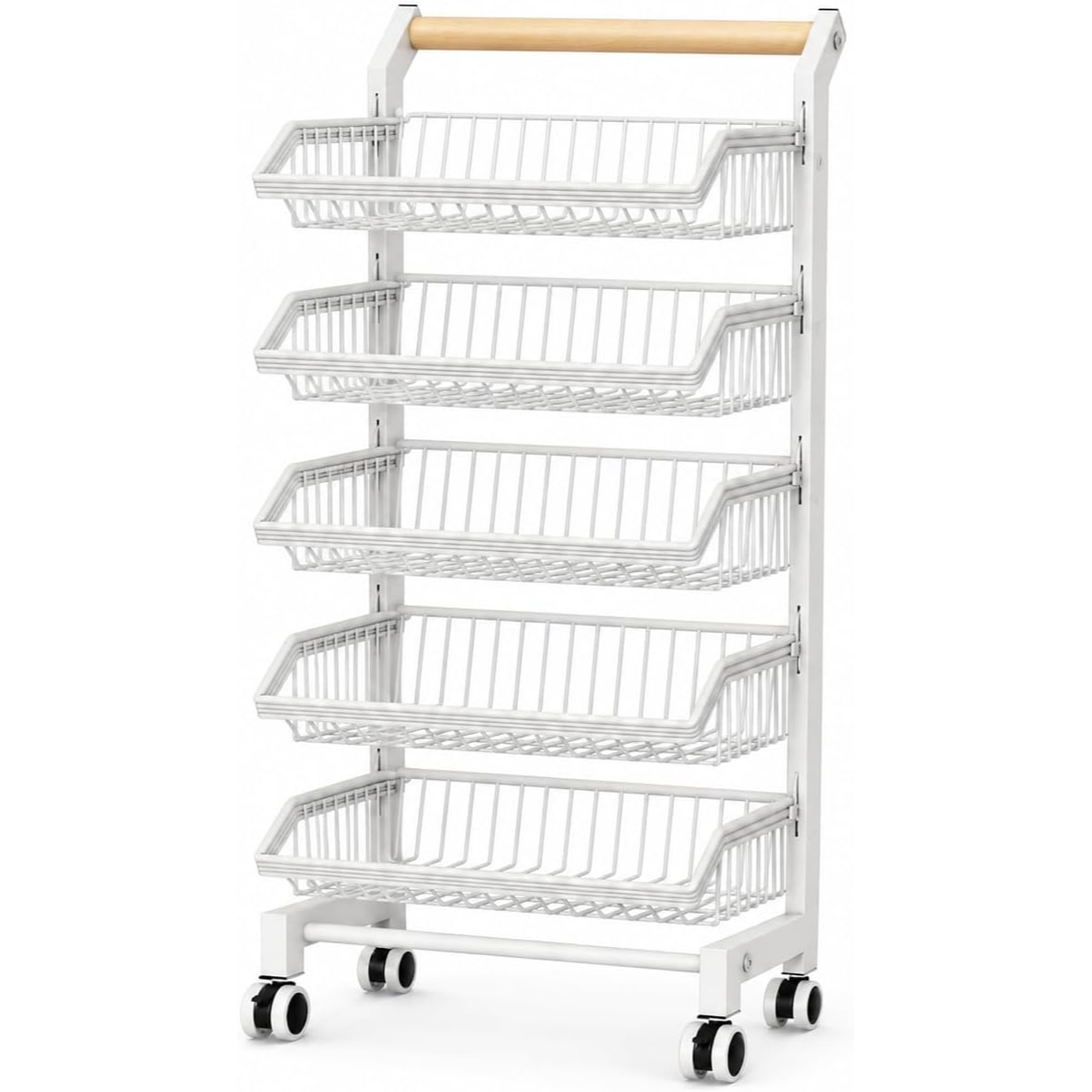 Garvee Carro Estrecho Organizador de 5 Niveles con Cajones, Estructura de Hierro, para Cocina, Salón o Balcón, Blanco