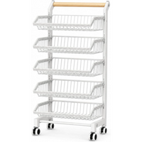 Garvee Carro Estrecho Organizador de 5 Niveles con Cajones, Estructura de Hierro, para Cocina, Salón o Balcón, Blanco