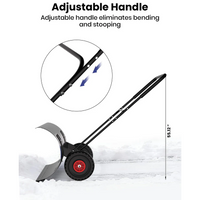 Garvee Empujador de Nieve Grande de Acero Resistente 73.66 Cm con Ruedas, Mango Ajustable y Base Protectora, Equipo Especializado para Propietarios de Autos en Entradas de Coches, Negro