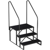 Garvee Escalera RV de 3 Pasos con Barandillas, Capacidad 299 kg, Acero Aleado Resistente, Portátil, para Casas Móviles y Jacuzzis, Antideslizante, Ergonomía Segura - Doble Pasamanos