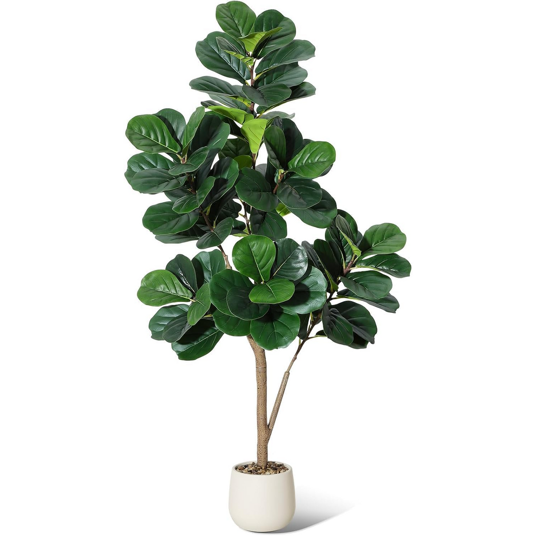 Garvee Árbol Artificial Ficus Lyrata 150cm Flexible PVC+PE Maceta Blanca Decoración Hogar Oficina Verde