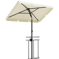 Garvee Sombrilla Rectangular para Balcón 200x125 cm con Protección UV 50+ Altura Ajustable e Inclinación de 45° Color Blanco Crema