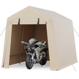 Garvee Cobertizo para Moto 1,8x1,8x2,1m Carpa Garaje Exterior Impermeable Lona PE 200g con Puerta Cremallera para Jardín Caqui - Caqui