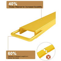 Garvee Extensión para Montacargas 152.4cm  Acero Industrial Q345 Ancho 11.5cm  Espesor 5mm Seguridad de Bloqueo Acabado Amarillo Almacenes Construcción