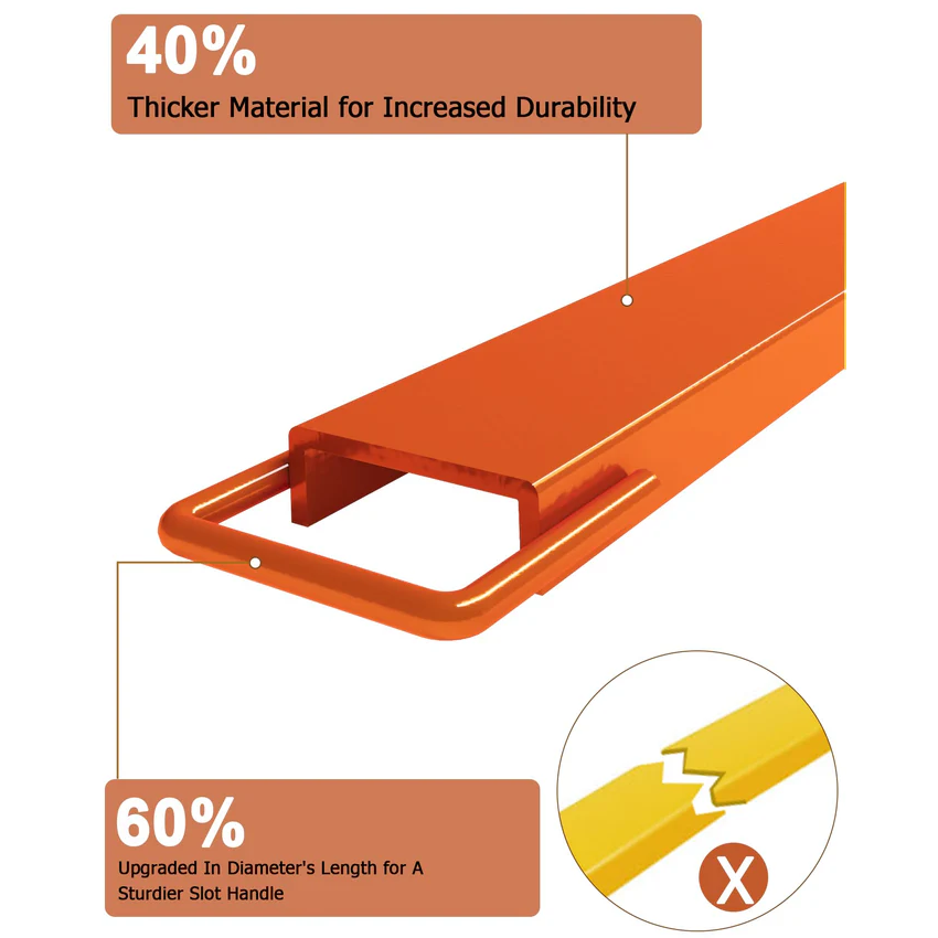 Garvee Extensiones para Horquillas de Palets 213x11 cm, Acero Q345 de Alta Resistencia, Instalación Sin Herramientas, Compatibles con Montacargas,Naranja