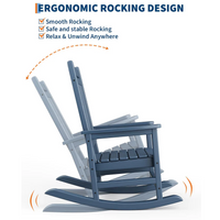 Garvee Silla Mecedora Exterior Poly Lumber - HDPE Resistente al Clima, Respaldo Alto, Soporta 172kg, Azul Marino para Patio
