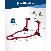 Garvee Elevador para Moto 204 kg Capacidad, Ajustable U+L, Acero Reforzado, Base Antideslizante para Taller y Mantenimiento