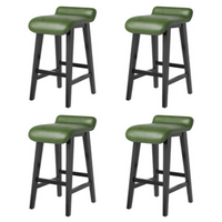 Garvee Taburetes de Bar 66,5cm, Set de 4, Tapizados Modernos, Respaldo Bajo, Reposapiés, Patas de Madera, para Cocina, Verde