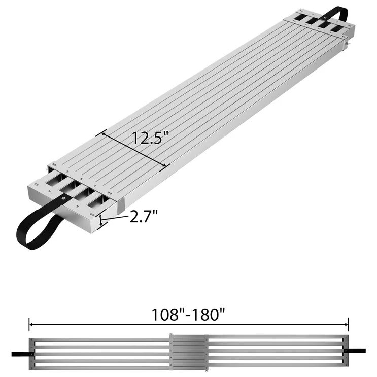 Garvee Tabla Telescópica de Aluminio 3-5 m, Capacidad 200 kg, Plataforma Antideslizante, Ligera y Resistente para Andamios y Escaleras
