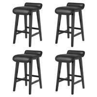 Garvee Taburetes de Bar Modernos 66,5cm, Asiento Tapizado, Respaldo Bajo, Patas de Madera, Reposapiés, para Cocina y Comedor