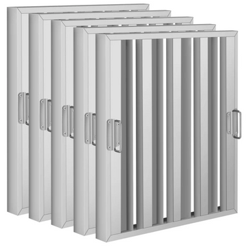 Garvee Filtros de Campana Extractora Comercial de 50x50 cm en Acero Inoxidable 430 Tipo Deflector con 5 Ranuras Paquete de 5 Unidades para Cocina de Restaurante, Plata
