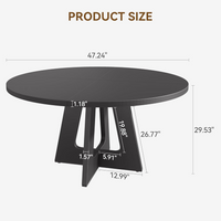 Garvee Mesa de Comedor Redonda 119 cm para 4-6 Personas, Mesa de Cocina de Granja Negra, Tapa de Madera, Base de Pedestal, Pies Antideslizantes Ajustables