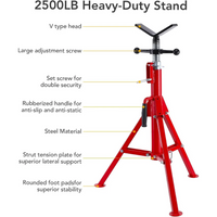 Garvee Juego de 2 Soportes de Tubo Plegables con Cabezal en V de 1134 kg, Altura Ajustable de 71 a 132 cm de Acero al Carbono para Soldadura, Rojo