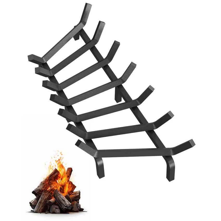 Garvee Rejilla para Chimenea de 76 cm de Acero Sólido con 6 Patas y 7 Barras, Soporte Resistente al Calor para Leña en Interior y Exterior, Negro