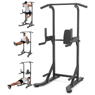 Garvee Torre de Pesas Multifuncional Ajustable de Acero con 205 kg de Capacidad para Gimnasio en Casa Negra