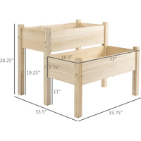 Garvee Huerto Elevado de Madera de Abeto 2 Niveles 84 × 84 × 74 cm con 8 Agujeros de Drenaje para Vegetales Exterior Patio Jardín Capacidad 220L