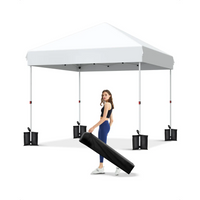Garvee Carpa Plegable 300x300 cm Toldo Exterior Impermeable con Altura Ajustable y Estructura Metálica Blanco
