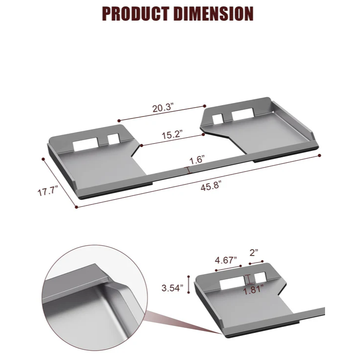 Garvee Placa de Montaje Universal para Skid Steer de Acero Q235B, 0.79cm de Espesor, 116.84x46.99cm, Capacidad 2721.55kg, Antióxido para Construcción