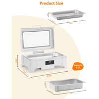 Garvee Set De Chafing Dish Profi 9L Acero Inoxidable Para Buffets Y Catering, Gran Capacidad, Plegable, Fácil Limpieza