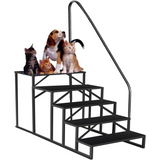 Garvee Escalera Portátil de 5 Peldaños para Autocaravanas y Spas con Pasamanos de Seguridad, Carga 300 kg, Acero Antideslizante - Pasamanos Único