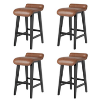 Garvee Set de 4 Taburetes de Bar 66,5cm, Modernos Tapizados con Respaldo Bajo y Reposapiés, Patas de Madera, para Cocina y Comedor, Marrón
