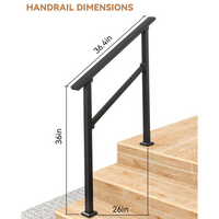Garvee Barandilla para Escalera de 3 Peldaños Ajustable 0°-45° con Acabado Brillante y Kit de Seguridad para Hogar y Comercio Negro Brillante