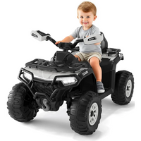 Garvee Quad Eléctrico 12V, 2 Motores, Suspensión, LED, Bluetooth, Música, USB, Control Parental, ATV Offroad, 3-6 años, Exterior, Blanco