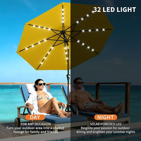 Garvee Sombrilla de Jardín Solar de 270 cm con Luces LED, Inclinación Ajustable y Manivela, Poliéster con Protección UPF, para Terraza y Patio, Amarilla