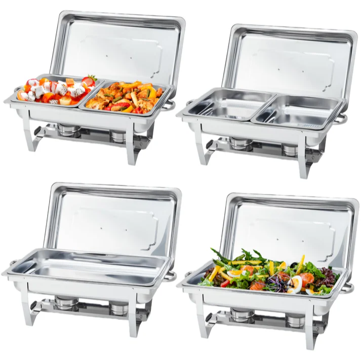 Garvee Juego De 4 Chafing Dishes Buffet 8 QT Acero Inoxidable Con Control De Temperatura Para Catering Y Bodas
