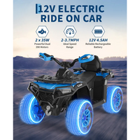 Garvee Quad Eléctrico 12V, Control Remoto, 2 Motores Potentes, Suspensión, LED, Bluetooth, Música, USB, 3-6 años, Exterior, Azul