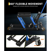 Garvee Elevador Hidráulico para Motocicleta 680kg, Altura Regulable 12-39cm, Plataforma Antideslizante, Ruedas Pesadas Giratorias, Ideal para Taller y Garaje, Negro Azul