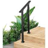 Garvee Pasamanos de Seguridad de 2 Peldaños Resistente a la Intemperie con Guantes Protectores para Zonas de Jardín y Porche Negro Brillante - Negro Brillante/1 Ud.