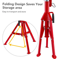 Garvee Juego de 2 Soportes de Tubo Plegables con Cabezal en V de 1134 kg, Altura Ajustable de 71 a 132 cm de Acero al Carbono para Soldadura, Rojo