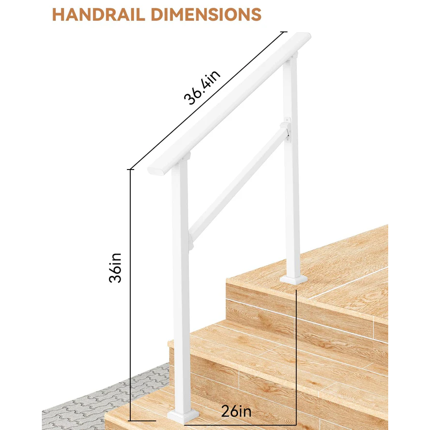 Garvee Pasamanos para Peldaños de 3 Pasos Exterior e Impermeable de Aleación de Aluminio para Entradas y Patios Blanco