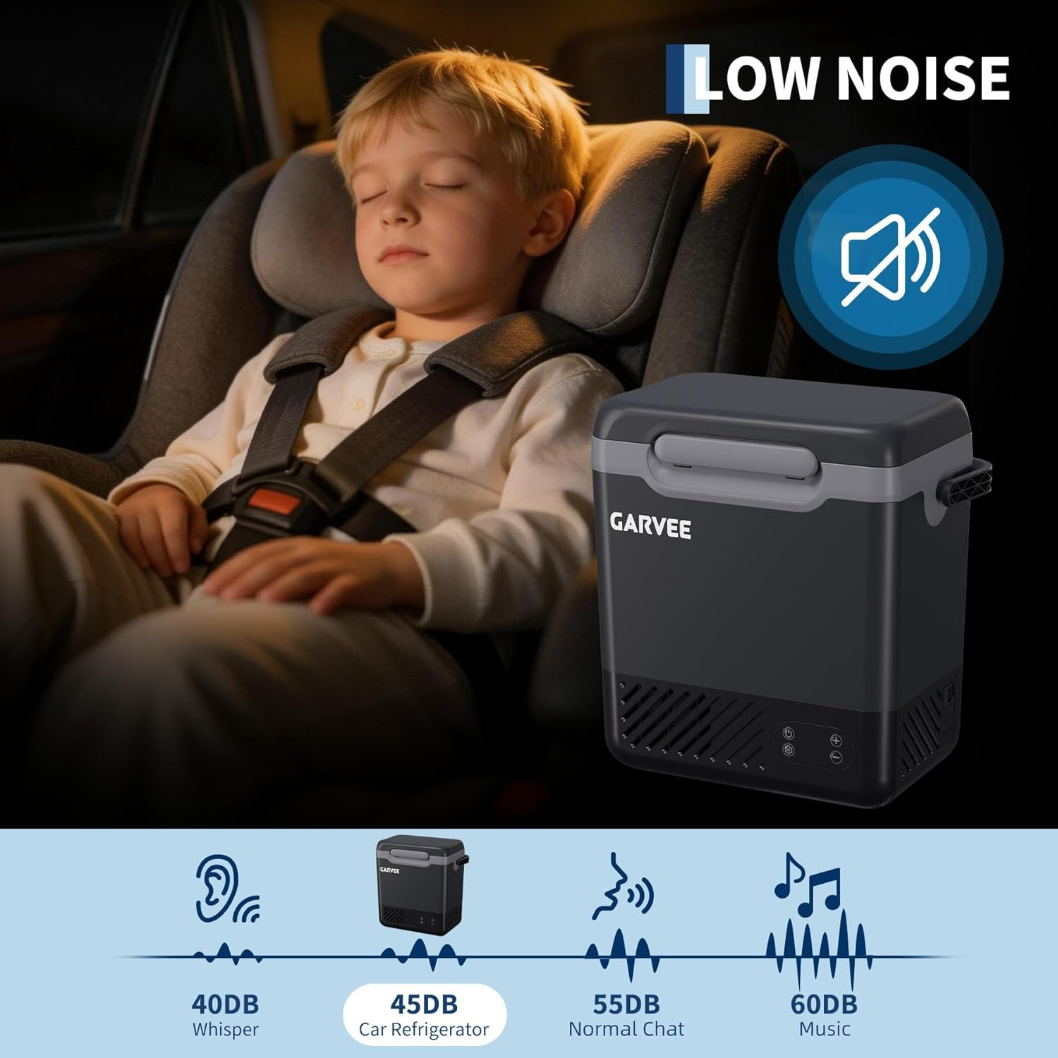 Garvee Nevera Portátil para Coche 18 L, Compresor de -20 °C a 20 °C, APP Inteligente, Placa de Carga de Batería, 12V/24V, con Asa, Gris Oscuro