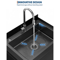 Garvee Fregadero Multifunción de Acero Inoxidable 304, 65.28×52.58×100.33cm con Grifo 360°, Acabado Negro y Estante Inferior, para Garaje y Lavandería