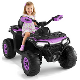 Garvee Quad Eléctrico Infantil 12V ATV Todo Terreno, 2 Motores Potentes, Control Parental, Suspensión, LED, Bluetooth, USB, Exterior, Niños 3-8 Años - Púrpuro