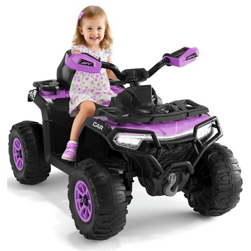 Garvee Quad Eléctrico Infantil 12V ATV Todo Terreno, 2 Motores Potentes, Control Parental, Suspensión, LED, Bluetooth, USB, Exterior, Niños 3-8 Años