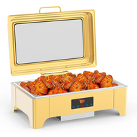 Garvee Chafing Dish Profi Set 9L Acero Inoxidable Para Buffets Y Catering, Gran Capacidad, Fácil Limpieza, Pies Plegables, Asa Ergonómica