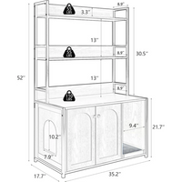 Garvee Mueble Arenero para Gatos con 2 Estantes y Alfombrilla Rascadora, Armario de Interior Multifuncional, Ahorro de Espacio, Blanco