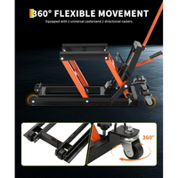 Garvee Elevador Hidráulico para Motocicleta 680kg, Altura Ajustable 12-39cm, Plataforma Antideslizante, Ruedas Giratorias Pesadas, Uso en Taller y Garaje, Negro Naranja