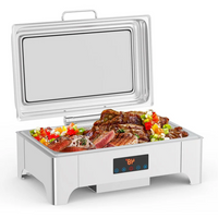 Garvee Set De Chafing Dish Profi 9L Acero Inoxidable Para Buffets Y Catering, Gran Capacidad, Plegable, Fácil Limpieza