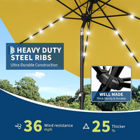 Garvee Sombrilla de Jardín Solar de 270 cm con Luces LED, Inclinación Ajustable y Manivela, Poliéster con Protección UPF, para Terraza y Patio, Amarilla