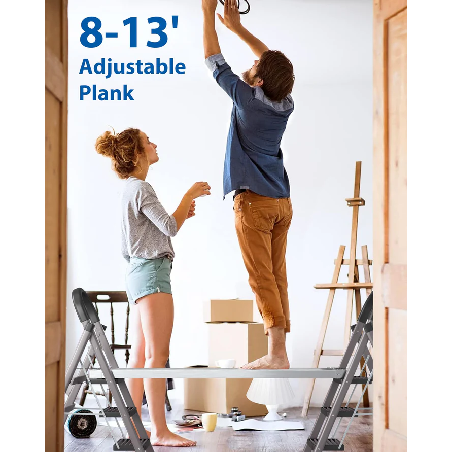 Garvee Plataforma Telescópica de Aluminio 6030 de 2.4-4.0m, Capacidad 200kg, Antideslizante y Ligera, Para Andamios y Escaleras de Uso Interior y Exterior