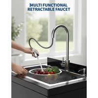 Garvee Fregadero de Acero Inoxidable 304 con Grifo Giratorio 360° y Ducha Extraíble para Garaje y Lavandería, Gran Cubeta Profunda, Negro