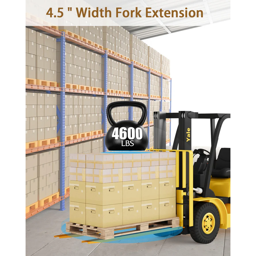 Garvee Extensión para Montacargas 152.4cm  Acero Industrial Q345 Ancho 11.5cm  Espesor 5mm Seguridad de Bloqueo Acabado Amarillo Almacenes Construcción